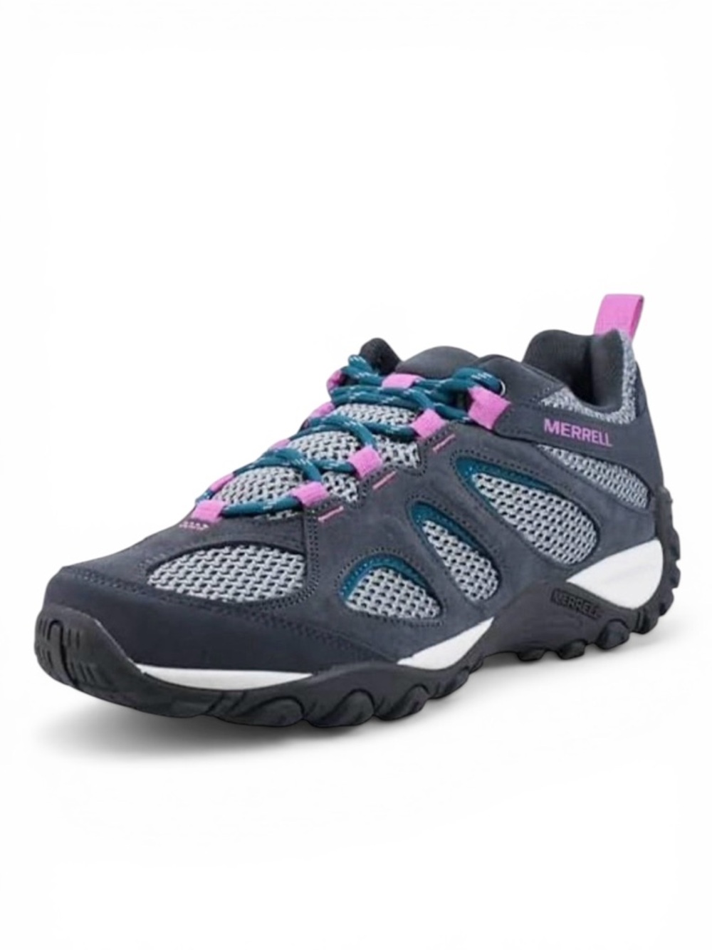 NWOB Merrell Yokota 2 Suede/Mesh Lace-Up Hiking Shoes Grey/Pink Women’s Size 8